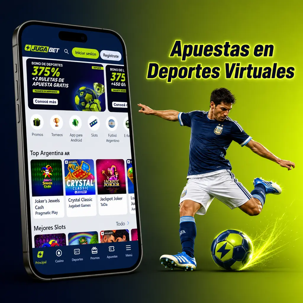 Apuestas en deportes virtuales de Jugabet: fútbol, carreras de caballos, tenis y básquetbol con eventos cada 3 a 5 minutos, 24 horas.